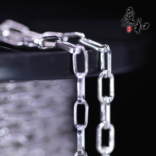 S925纯银链高级简约百搭锁骨裸链镂空长方形十字旦形内卜珍珠链