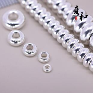 S999足银实心光面垫片轮胎珠银隔片配件文玩手串古法佛珠算盘扁珠