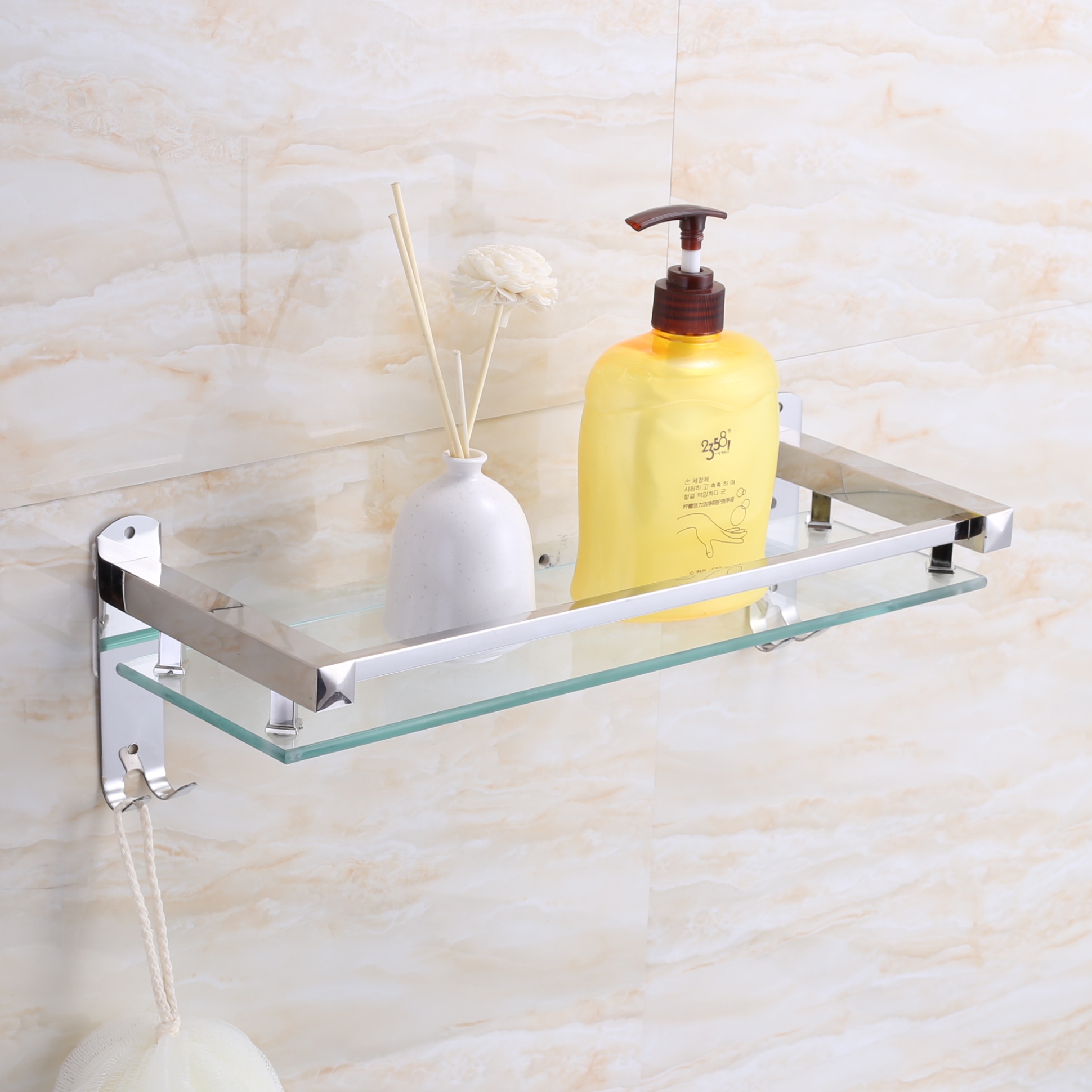 免打孔化妆品架玻璃浴室置物架