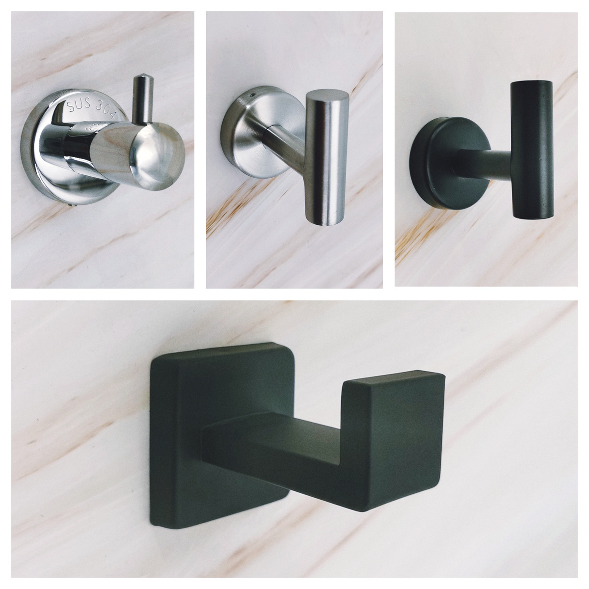 304不锈钢挂钩拉丝墙上打孔亮光