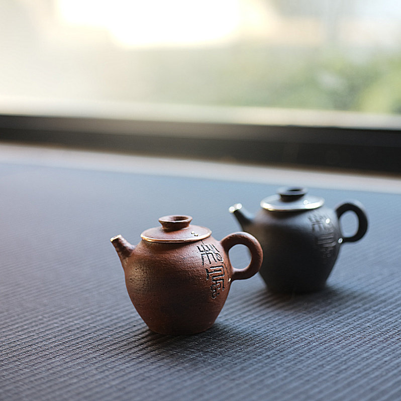 松风陶舍程伟手作刻字包银锔钉执把泡茶壶陶艺陶泥茶席茶道具配件