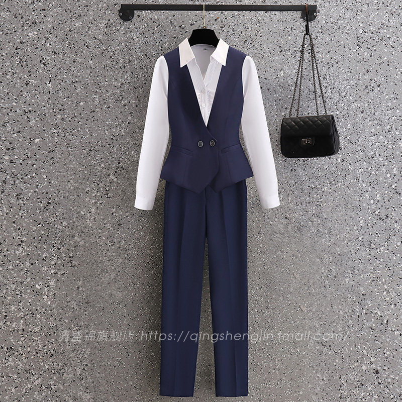 珠宝店接待制服套装酒店服务员高端职业装气质收腰马甲前台工作服