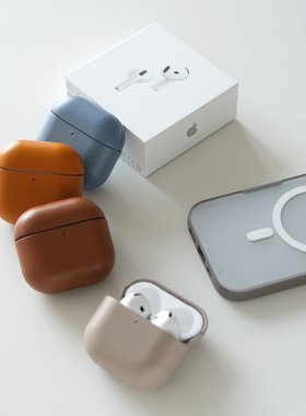 阿慕良品 MESAP适用于AirPods4代降噪版全包真皮原创设计小众高品质小牛皮耳机保护套