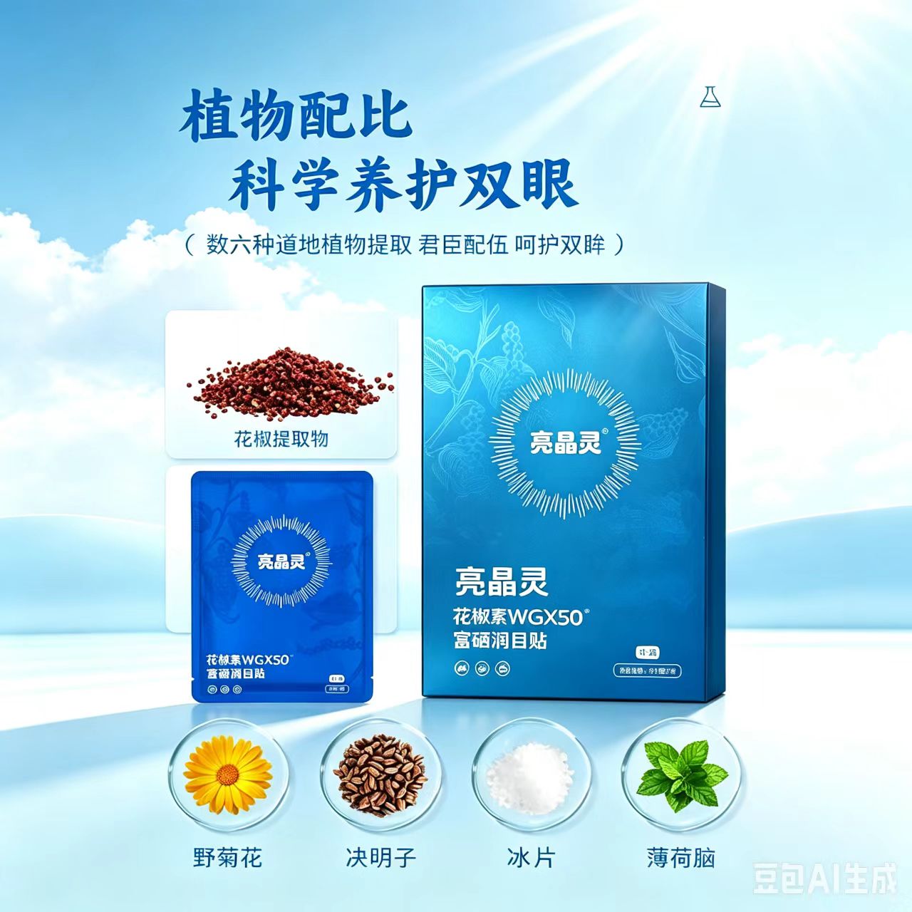 亮晶灵富硒润目贴眼贴眼膏干涩酸胀疲劳干眼眼贴中老年花椒素眼贴