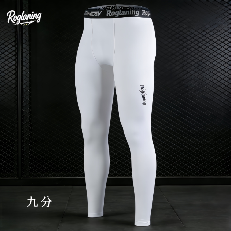 Roglaning美式运动紧身裤男九分速干健身压缩裤青少年弹力长裤