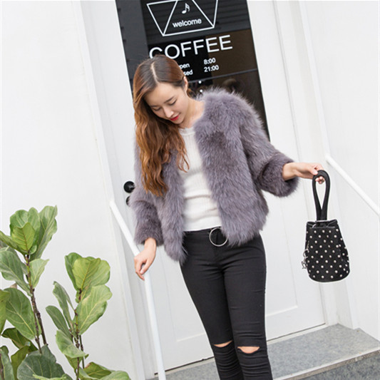 加厚狐狸毛短款秋冬皮草时尚外套