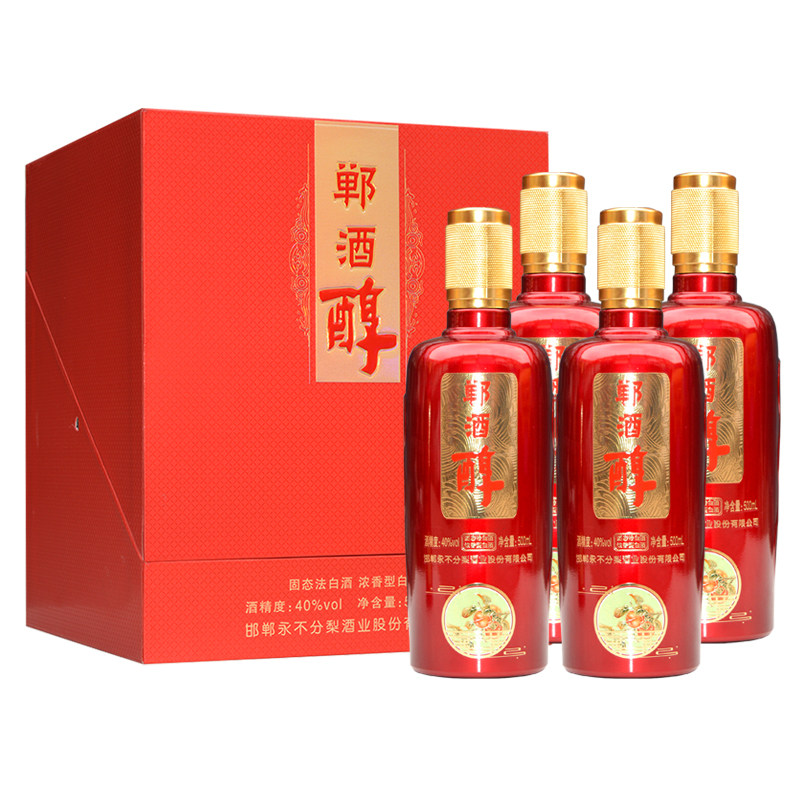邯郸永不分梨40度郸酒醇500ml*4礼盒装婚宴用酒