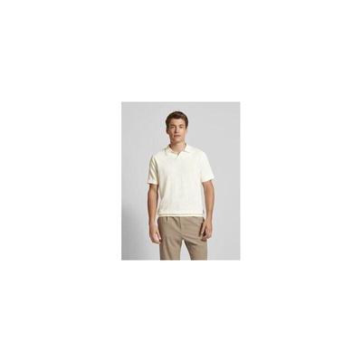 代购SELECTED思莱德男士Polo透气轻盈亚麻米色日常休闲短袖爆款