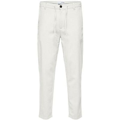 代购SELECTED思莱德男士休闲裤透气舒适修身米色日常休闲长裤