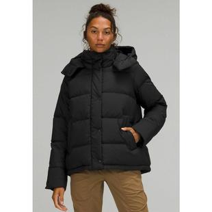 代购lululemon露露乐蒙女士羽绒服保暖防风防水可调节袖口黑色