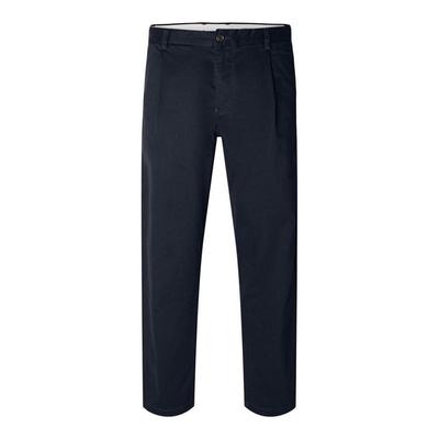 代购SELECTED思莱德男士休闲裤透气舒适深蓝直筒办公通勤长裤