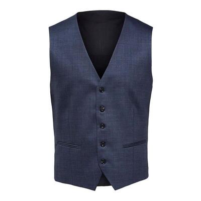 代购SELECTED思莱德男士马甲保暖挺括深蓝修身商务正式外套爆款