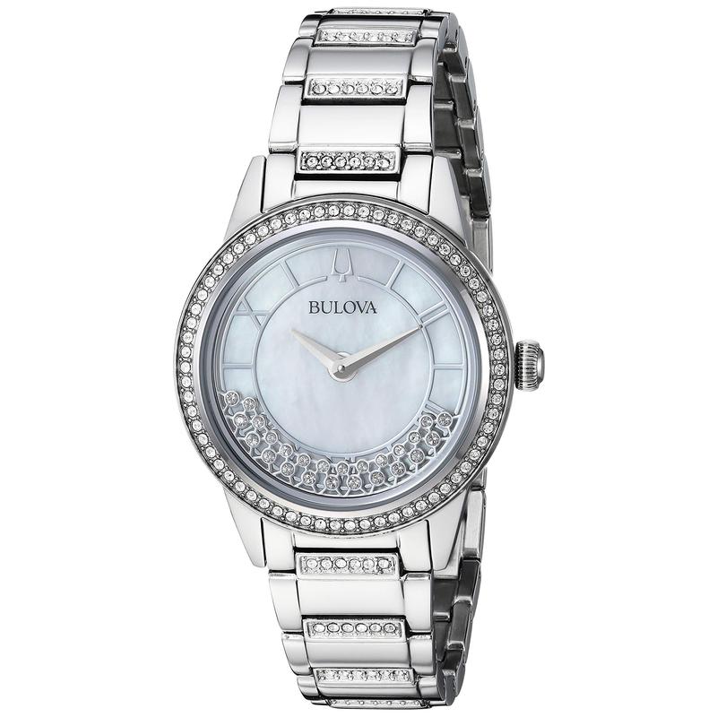 代购BULOVA宝路华女士腕表计时夜光日期走时钢带镶钻防水金属