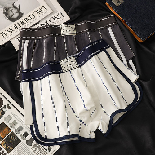 条纹阿罗裤纯棉内裤大码平角裤衩