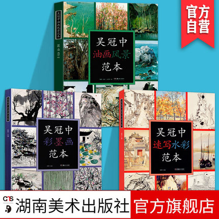 全三册吴冠中绘画作品范本速写水彩范本+油画风景范本+彩墨画范本名家绘画作品临摹本中国画彩墨画临摹画册绘画书创作感想随笔学术