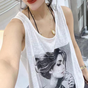 中长款 胖MM超大码 宽松无袖 300斤时尚 背心上衣女 遮肉冰丝镂空薄款