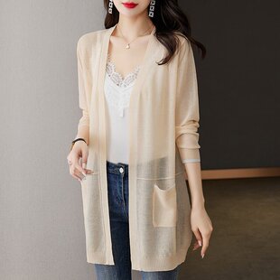 女夏季 冰丝防晒开衫 胖mm2 300斤时尚 外套 大码 百搭针织薄款 中长款