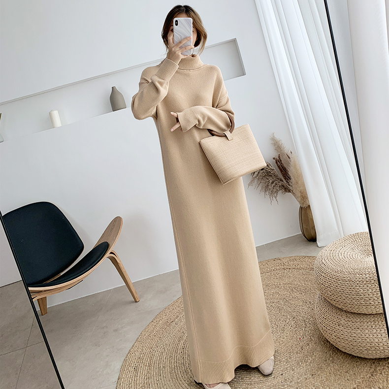 高领针织连衣裙女秋冬慵懒风长款胖MM配大衣毛衣内搭打底裙300斤,女装/女士精品,连衣裙,淘宝优惠券,粉丝福利购,淘宝优惠卷