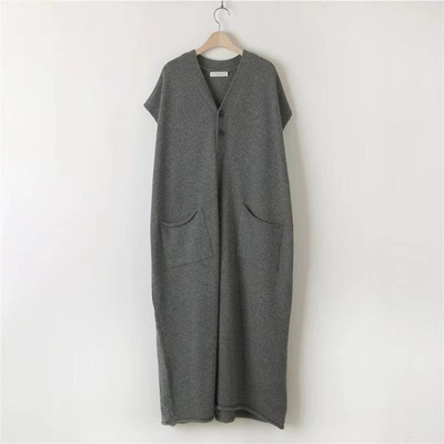 韩版时尚V领无袖针织长裤连衣裙