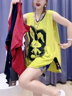 300斤大码 中长款 吊带背心女韩版 夏季 洋气无袖 胖mm2 时尚 上衣 新款