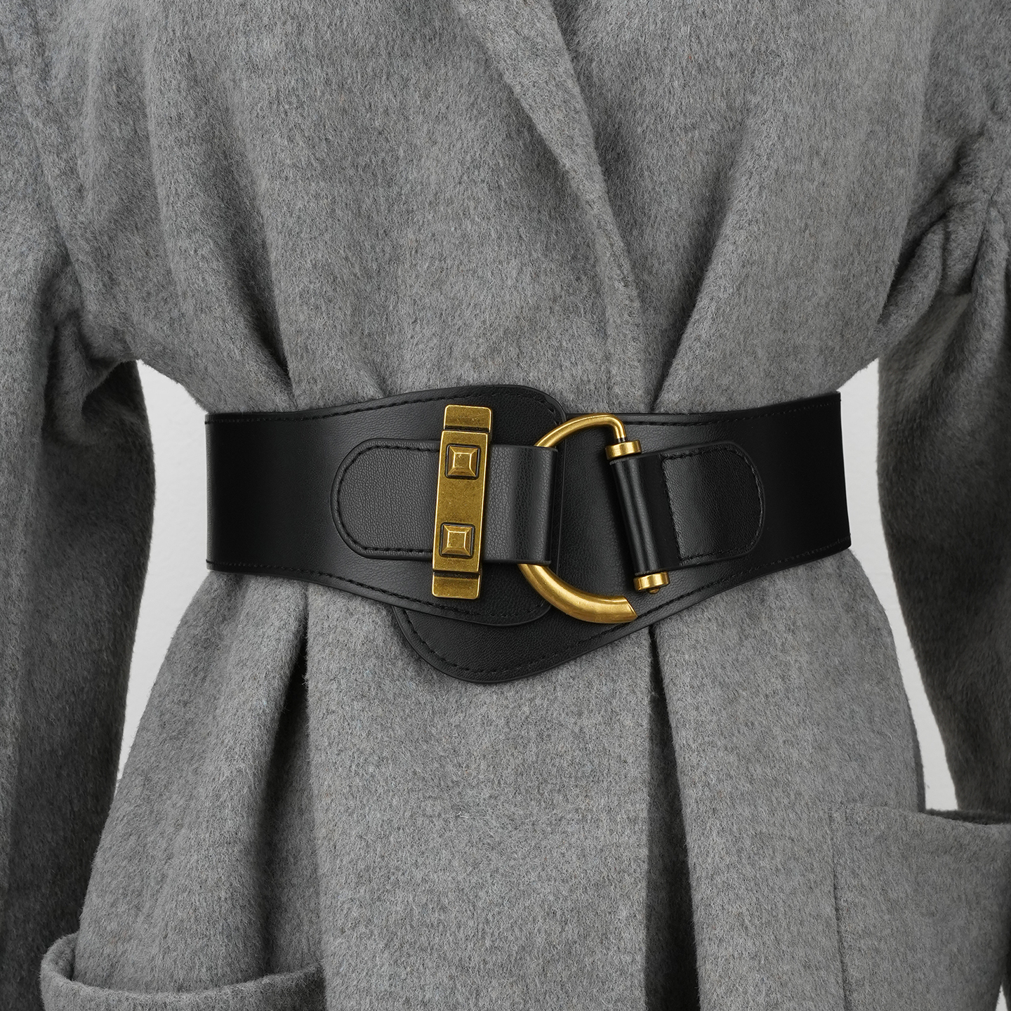 女士松紧复古腰封搭配裙子