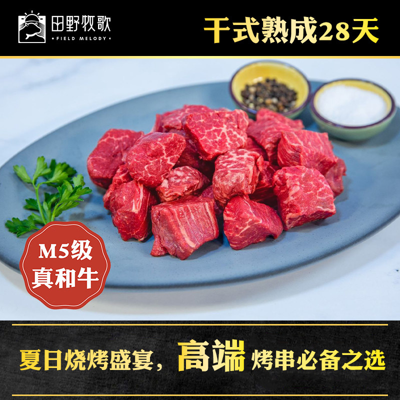干式熟成28天原切牛肉粒澳洲和牛上脑m5级高端烤串烧烤户外1kg