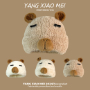 可爱卡皮巴拉毛绒帽子女冬季 加绒加厚包头针织帽卡通保暖护耳帽男