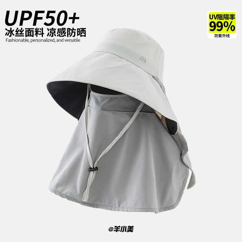 UPF50+冰丝宽檐护颈遮脸渔夫帽图片