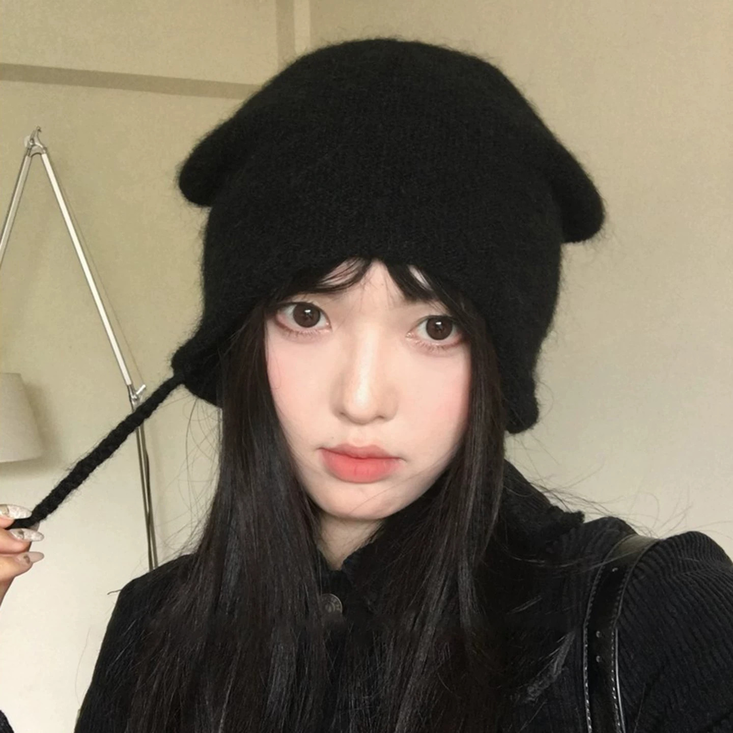 秋冬韩系猫耳护耳保暖显脸小针织