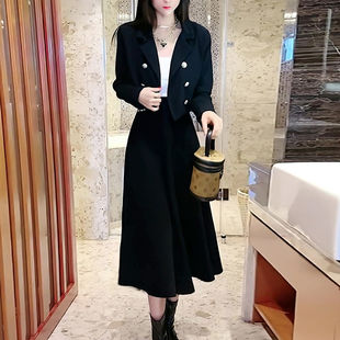 冬装搭配一整套微胖御姐轻熟外套衬衫上衣半身裙韩剧穿搭两件套装