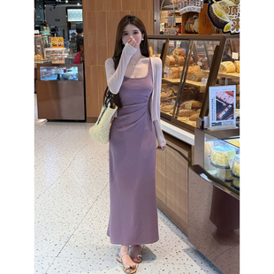 吊带连衣裙子女夏季2026新款今年流行爆款长裙早秋高级感穿搭套装