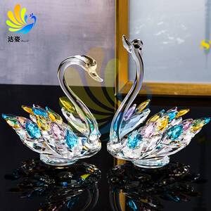 水晶天鹅创意客厅玄关摆件电视柜