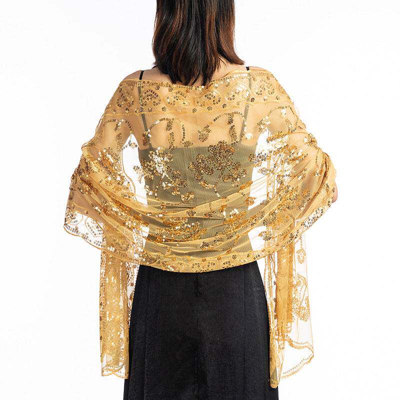 热销新款亮片披肩婚纱晚礼服旗袍