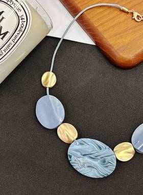 外贸新款项链亚克力合金圆形蜡线