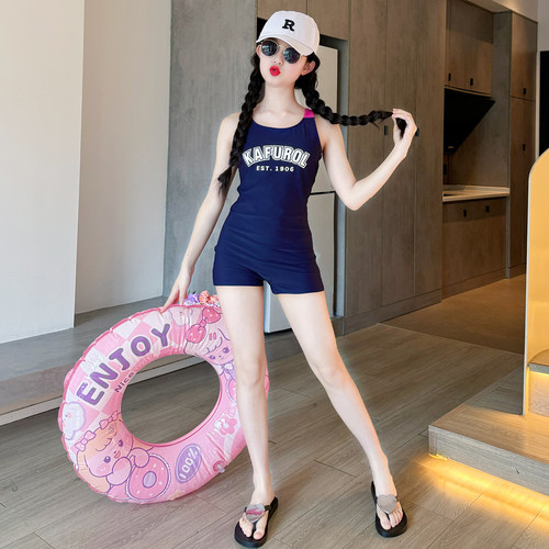 女童泳衣2026新款儿童洋气专业训练泳装初中生女孩连体速干游泳衣
