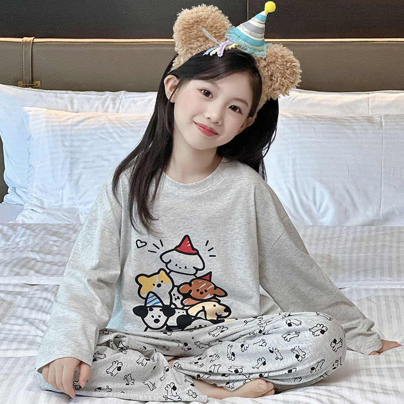 女童睡衣秋季2025新款儿童纯棉家居服初中生女孩全棉长袖长裤套装,童装/婴儿装/亲子装,家居服套装,淘宝优惠券,粉丝福利购,淘宝优惠卷