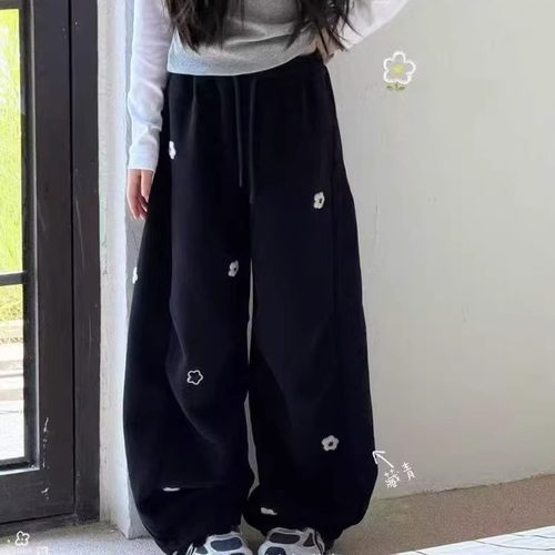 女童裤子春秋2025新款儿童宽松运动裤女孩休闲长裤大童时髦弯刀裤