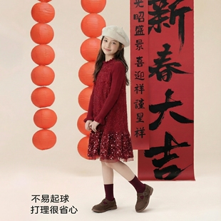 女童拜年服2026新款 儿童新年马甲裙大童女孩过年连衣裙喜庆两件套