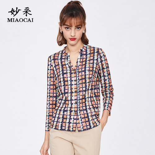 妙采旗舰店2021春季格子衬衫衬衫