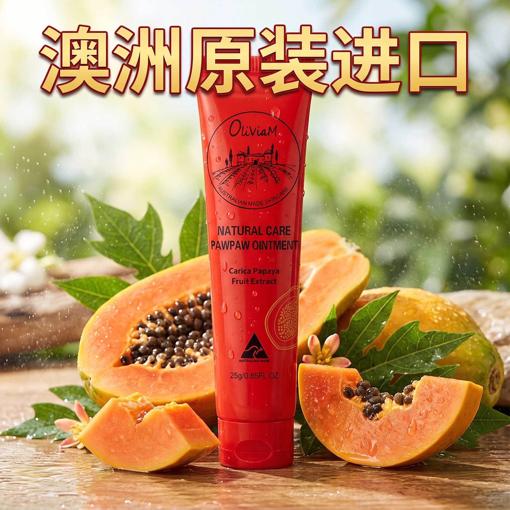 澳洲进口OLIVIAM木瓜膏润唇女蚊虫叮咬保湿滋润补水防干裂唇膜25g