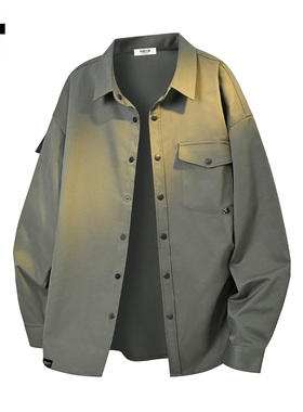 it :5cm/FIVECM美式翻领单排扣工装衬衫男士2025春秋宽松衬衣外套