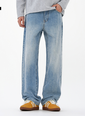 it :5cm/FIVECM经典水洗蓝色牛仔裤男士2025新款秋季时尚直筒长裤