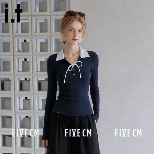 itFIVECM针织Polo衫长袖女秋季