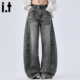 宽松阔腿裤 潮 高街复古弯刀牛仔裤 男女2025新款 5cm FIVECM美式