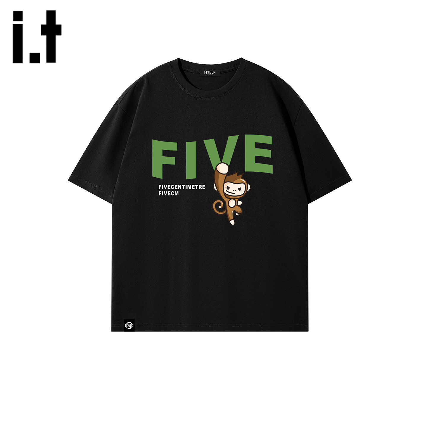 it FIVECM2026夏季新款美式潮牌短袖T恤男黑色圆领宽松纯棉上衣潮