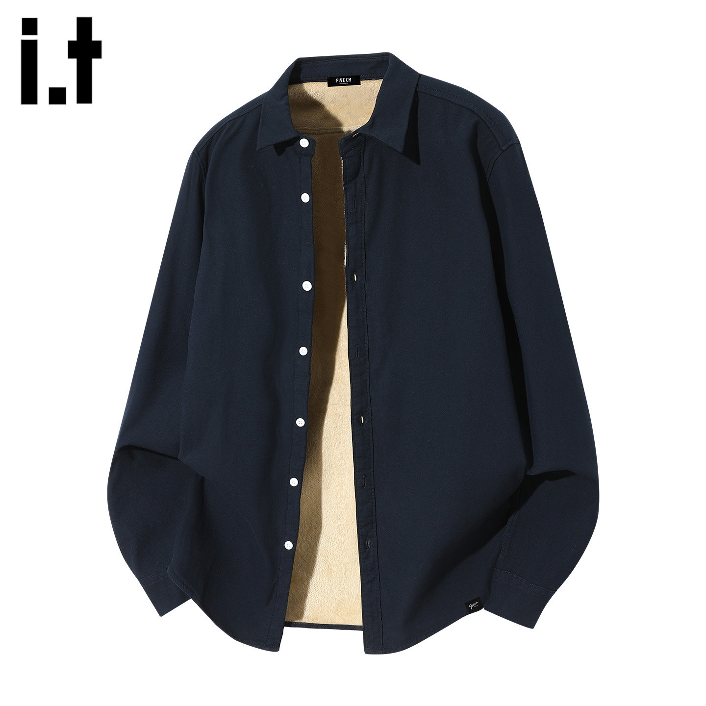 it :5cm/FIVECM港风翻领加绒加厚衬衫男款2025秋冬季宽松长袖衬衣