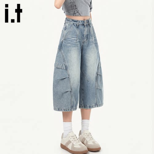 itFIVECM工装牛仔七分裤女夏季