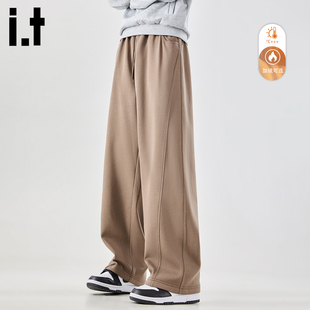 it :5cm/FIVECM加绒弯刀裤子春季休闲裤2026新款直筒加厚运动卫裤
