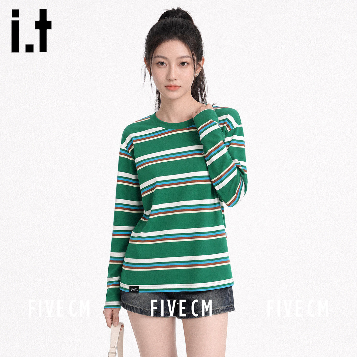 itFIVECM秋季设计感长袖T恤女