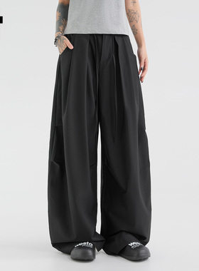 it :5cm/FIVECM阔腿西装裤男女薄款2025夏秋宽松潮流垂坠感休闲裤